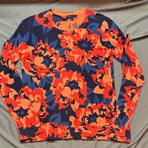 Tommy Hilfiger Coral and Blue Bold Floral Cardigan